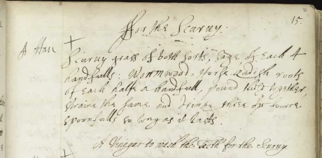 Page from Lady Fanshawes recipe Book Scurvy precautions Wellcome L0037353 2048x1006.jpg